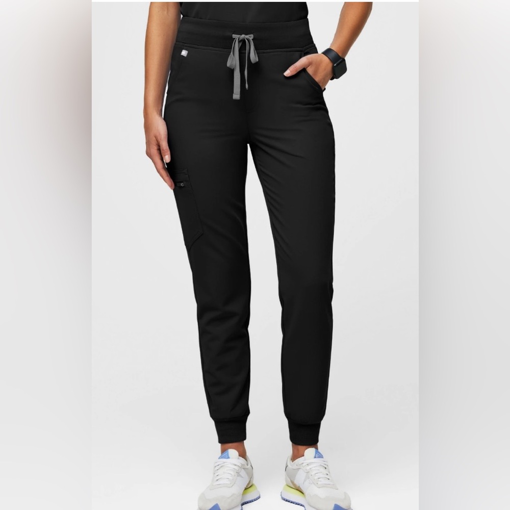 FIGS Zamora Joggers Scrub Pants Black Size S High Waisted Stretch